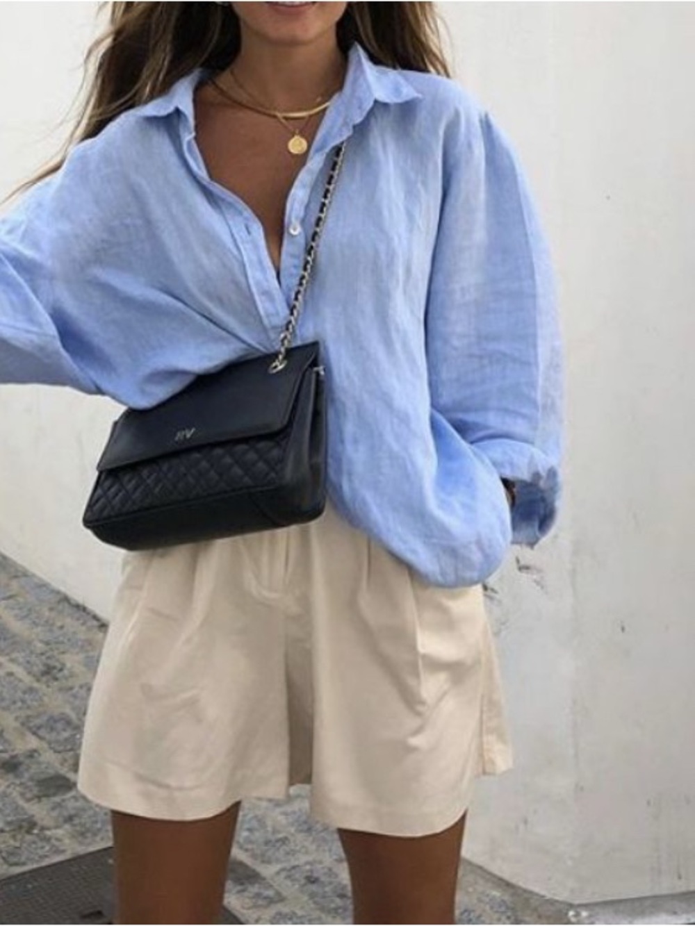 LL Bean 1X 100% Linen Shirt Pale Blue 90s Butter Mom Coastal Grandmother 256454